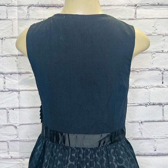 Anthropologie Womens Black Waist Bow Polka Dot Skirt Fit & Flare Dress Size 6 - Picture 8 of 10